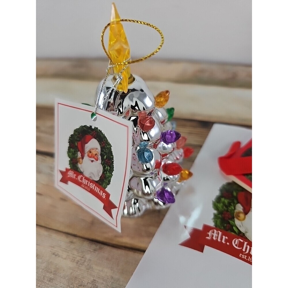 Mr. Christmas Silver Tree  4.5” Mini Nostalgic with Gift Bag - Picture 2 of 3